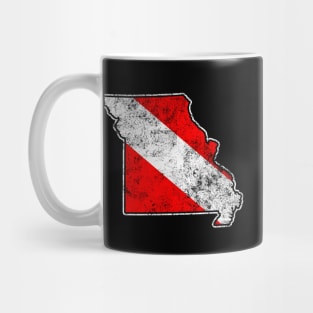 Missouri Dive Flag Scuba Diving State Map Dive Flag Distressed Mug